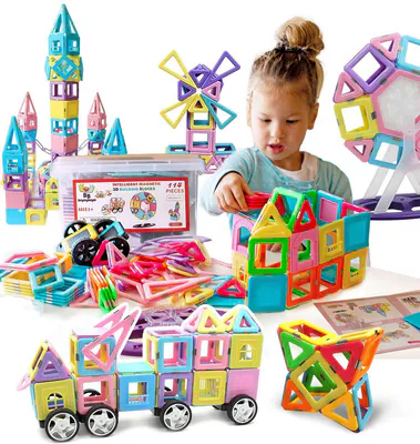 3D Bausteine für Kinder zum Lernen Formen Farben MINT Spielzeug Deluxe 114 PС
