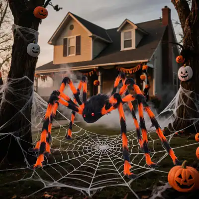 5 Fuß 59 Zoll Riesige Halloween Spinne Behaart Realistisch Orange Rote Augen