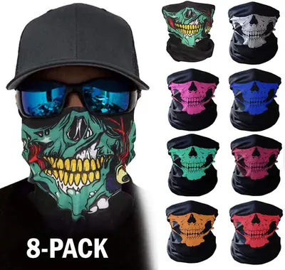 8 Stück Alligator Gesichtsmaske-Unisex Wiederverwendbar Stoff Hals Gamasche