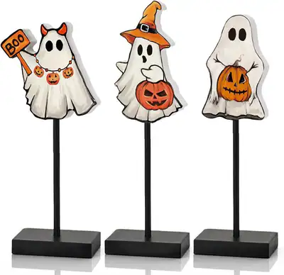 Halloween Holzblock Schild Dekor Niedlicher Geist Tischplatte Tier Tablett