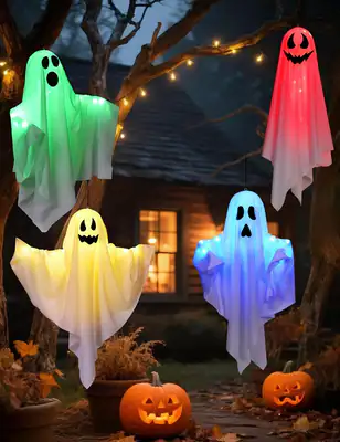 4er Pack Halloween hängende Geist Lichter Außen Innen Beleuchtung Baum Hof
