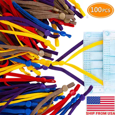 100 Stück Gummiband Kordel Riemen mit verstellbarem Schnallenverschluss für DIY