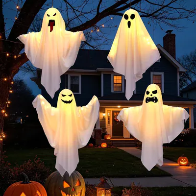 4er-Pack Halloween leuchtende hängende Geister zum Selbermachen Arme 3 Modi