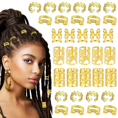 100 Stck. Haarschmuck für Dreadlock, Metall Haar Charms für Frauen, Gold Zöpfe