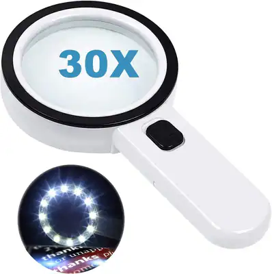 Lupa de mano de aumento 30X con luz LED para leer joyas ys neu