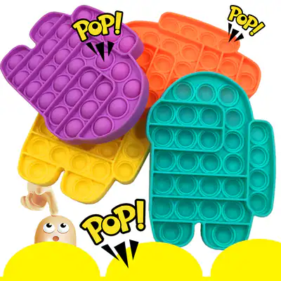 [4er-PACK] Regenbogen Push Pop Bubble It sensorisches Zappelspielzeug