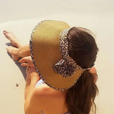 Damen Schlapp Sonne Strand Stroh Schirmmütze breite Krempe verstaubar Sommer