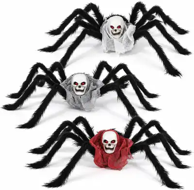 3 Arañas Halloween Con Calavera 30 Zoll Totenkopf Spinne Outdoor Hof Requisiten