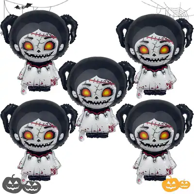 5 Globos Halloween Horror Puppe Mylar Luftballons Set groß Party Deko