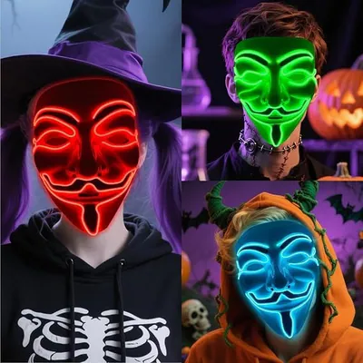 3 Stück Mascaras Halloween LED Con Luz 3 Modos Disfraz Cosplay Brilla Noche