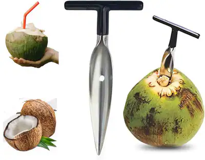 abridor de coco herramienta para abrir cocos incluye bombilla acero inoxidable