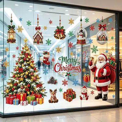 Extra große Weihnachten Fenster Aufkleber klammern Santa Aufkleber Wand Home – neu – Sonstiges – überwiegend weiß – Foto 1…