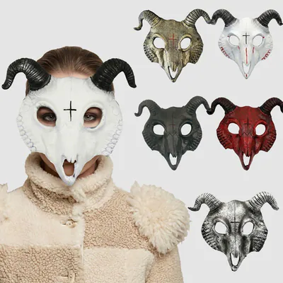 Halloween Karneval Ziege Maske PU Ledermaske Maskerade Karneval Kleid Party