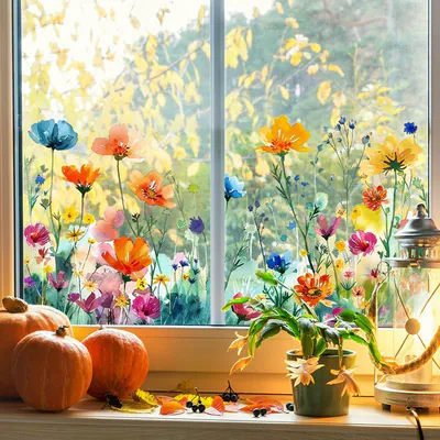 Bunte Blumenstrauß Fenster Aufkleber Blumen Fenster statisch haftend 30 Stile