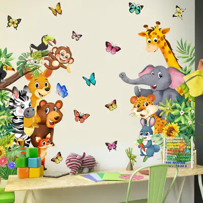 Schmetterling Tiere Aufkleber Giraffe Elefant Wandsticker Kinderzimmer Zimmer