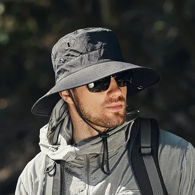 Sonnenhut mit breiter Krempe UV-Schutz Bucket Cap für Wandern Camping Angeln