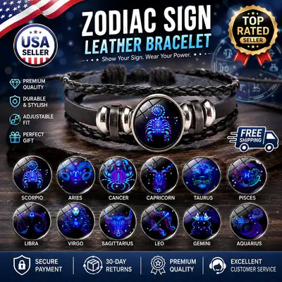 12 Sternzeichen Leder Armband Leuchtend Vintage Wickel Armreif Geschenk für