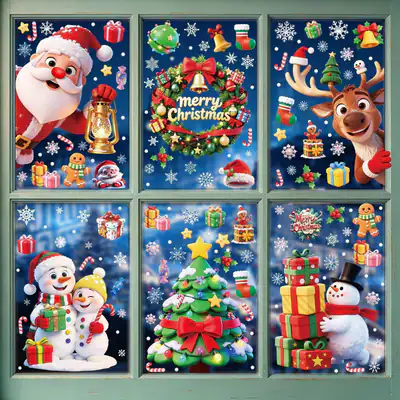 Charm Weihnachten Fenster Aufkleber Klammern Xmas Santa Kunst Aufkleber Wand