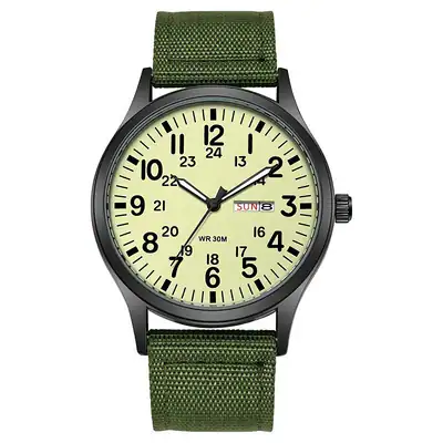 Robuste Field Watch leicht ablesbares Zifferblatt 24H Anzeige Nylonband