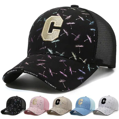 Baseballmütze C Stickerei Herren Damen Trucker Netz Pusteblume Hip Hop