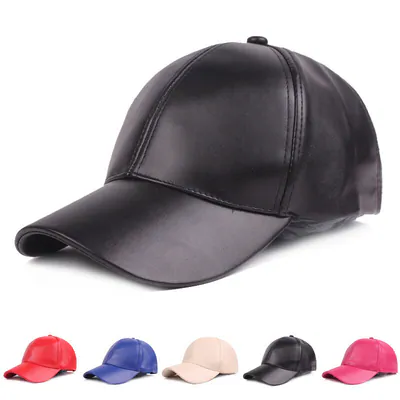 Herren Damen Leder Baseball Cap Snapback Outdoor verstellbar Hip Hop Sonnenhut