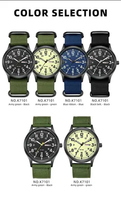 Robuste Field Watch leicht ablesbares Zifferblatt 24H Anzeige Nylonband