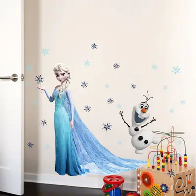 Frozen Prinzessin Wandtattoo Elsa Olaf Aufkleber Vinyl Zimmer Schlafzimmer