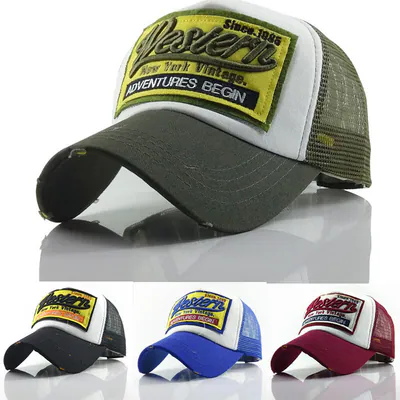 Baseballmütze Distressed Western Trucker Mesh Hip Hop atmungsaktiv