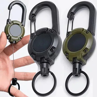 Schwerlast einziehbar Karabiner Auto Schlüsselanhänger Rollenhalter Stahlkordel