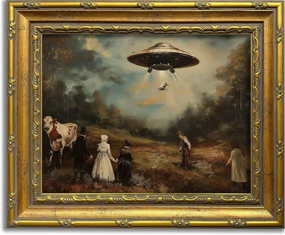 Vintage UFO Wandbild seltsame viktorianische lustige Wanddeko