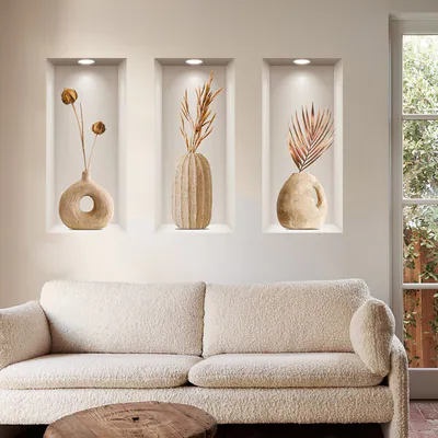 3 Stück Set Kunst Magie 3D Topfblumen Abziehbilder Wohnzimmer Schlafzimmer
