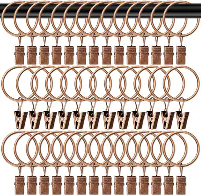 40 Stück Gardinenringe mit Clips - 1,26 Zoll Antik Kupfer Ringe