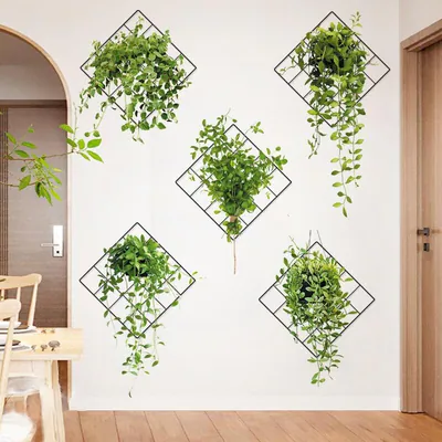 3D lebendig grün Pflanzen Gitter Wandtattoo grüne Blätter Wandaufkleber Wohndeko