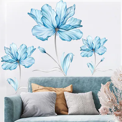 Blume Wandaufkleber Floral Vinyl Wandtattoo Wandkunst abnehmbar Wohnzimmer