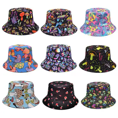 Fischerhut bunt Pilze bedruckt Angeln Fischerhut Herren Damen Mütze Beanie
