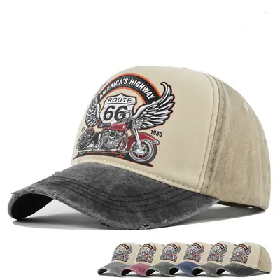 Vintage Motorrad Herren Damen Baseball Cap Snapback Sport Hip-Hop Baumwolle