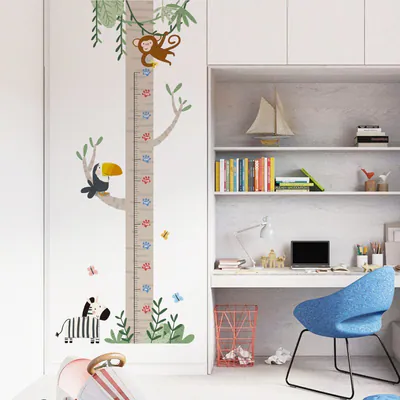 Höhentabelle Wandaufkleber Affe Zebra Baum Aufkleber Deko Kinderzimmer