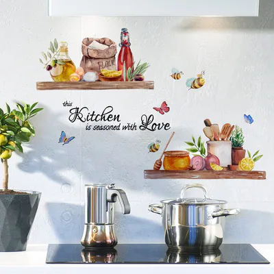 Großer Küchenschmetterling Vinyl-Wandaufkleber Zitat Wandbild Zuhause Küche