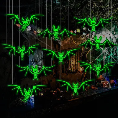 10 Stck. Große Leuchtende Fledermaus Wandaufkleber Halloween Home Party Dekor