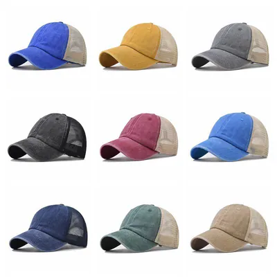 Baseballmütze Herren Damen gewaschene Baumwolle Trucker Netz weich atmungsaktiv
