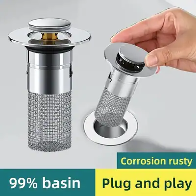 Universal Bad Waschbecken Stopfen Abflusssieb Pop Up Abflussstopfen Edelstahl.