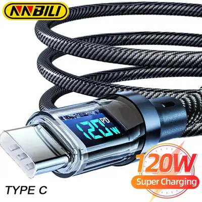 120W Superschnelles USB Typ-C Ladezopf Handy Ladegerät Kabel