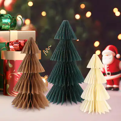 3 Stück Papier Weihnachtsbaum, Waben Weihnachtsbaum, Papierbäume, Akkordeon Chr