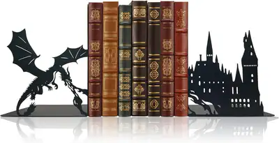 Metall Drachen Buchstützen, Schloss Fantasy Deko Buchstützen