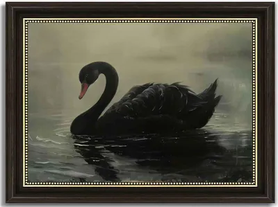 Dunkelbraun gerahmter schwarzer Schwan Leinwand Wandbild Vintage Grace Black