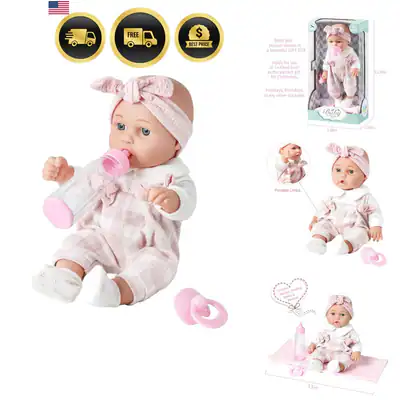 Baby Puppe Spielset mit rosa Kleidung Decke Flasche Schnuller Geschenk für