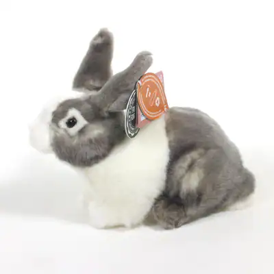 Grau & Weiß Hase Plüschtier Stofftier Teddy von Living Nature. Hasen Geschenk.