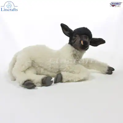 Hansa Suffolk Schaf, Lamm mit schwarzem Gesicht Plüschtier Stofftier Teddy