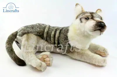 Hansa Wolf Jungtier liegend 6721 Plüschtier Kuscheltier verkauft von Lincrafts