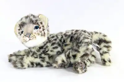 Hansa liegendes Schneeleopard Junges 6304 Stofftier. Tierliebhaber Teddy